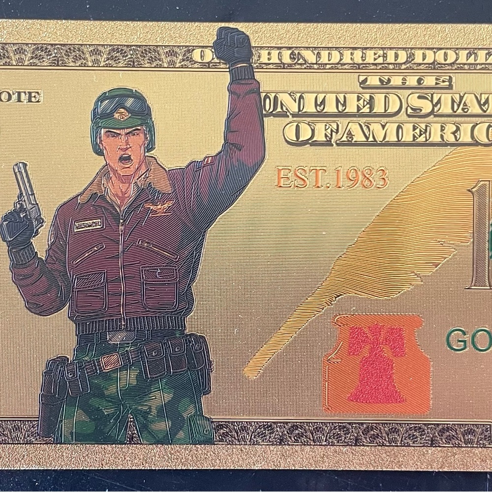 Gold Novelty Collectible Bill with Soldier Graphic